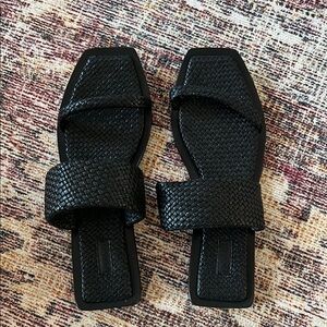 St. Agni Black Woven Sandals